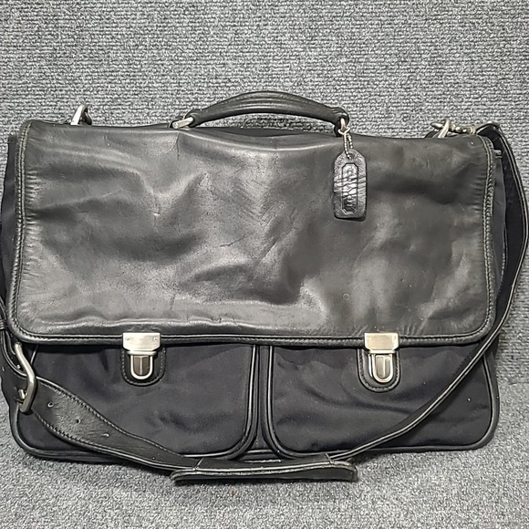 Coach Other - Vtg‎ COACH Black Leather/ Nylon Men's Briefcase Messenger Bag